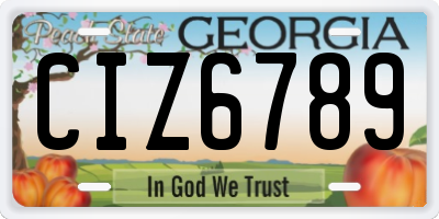GA license plate CIZ6789