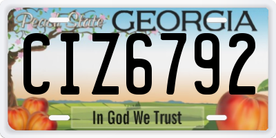 GA license plate CIZ6792