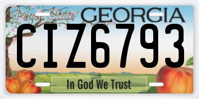 GA license plate CIZ6793
