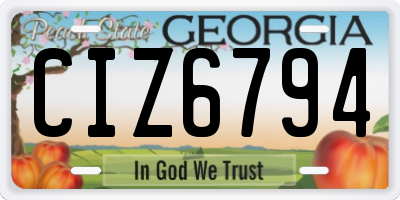 GA license plate CIZ6794