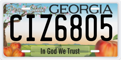 GA license plate CIZ6805