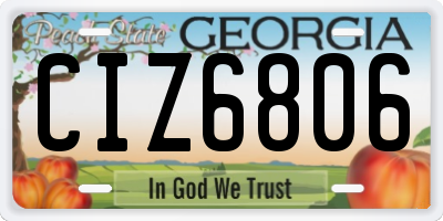 GA license plate CIZ6806