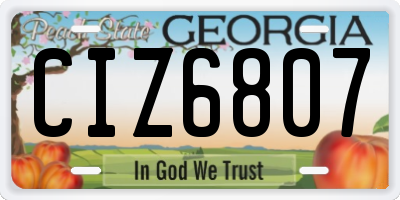 GA license plate CIZ6807