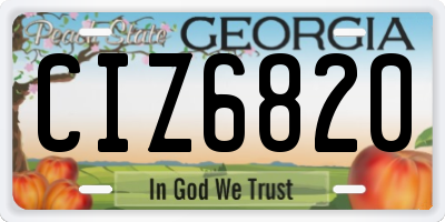 GA license plate CIZ6820