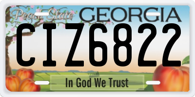 GA license plate CIZ6822