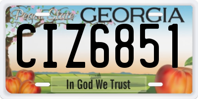 GA license plate CIZ6851