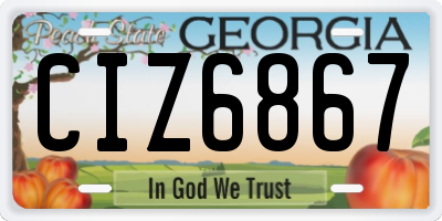 GA license plate CIZ6867