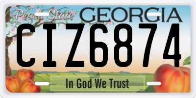 GA license plate CIZ6874