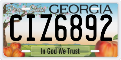 GA license plate CIZ6892