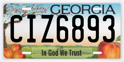 GA license plate CIZ6893
