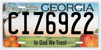 GA license plate CIZ6922