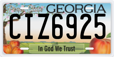 GA license plate CIZ6925
