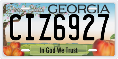 GA license plate CIZ6927