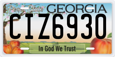 GA license plate CIZ6930