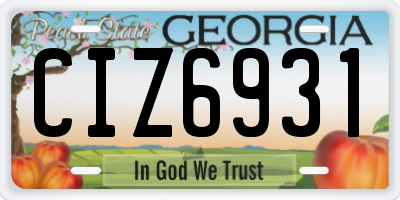 GA license plate CIZ6931