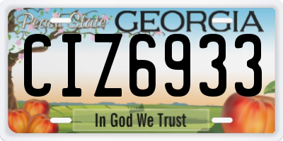 GA license plate CIZ6933