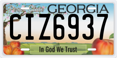 GA license plate CIZ6937