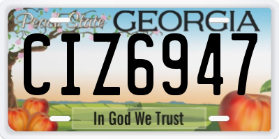 GA license plate CIZ6947