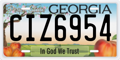 GA license plate CIZ6954
