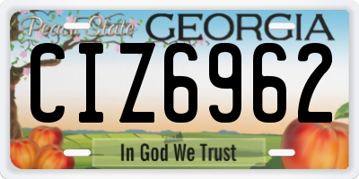 GA license plate CIZ6962