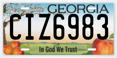 GA license plate CIZ6983