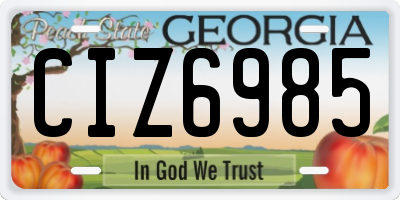 GA license plate CIZ6985