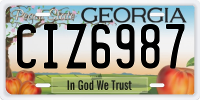 GA license plate CIZ6987