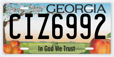 GA license plate CIZ6992