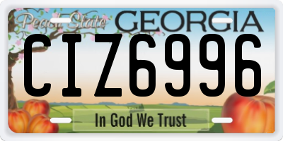 GA license plate CIZ6996