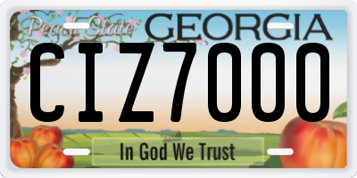 GA license plate CIZ7000