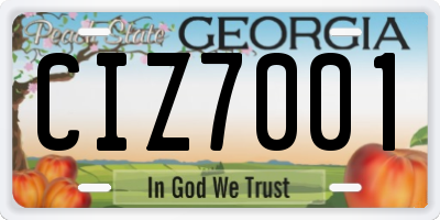 GA license plate CIZ7001