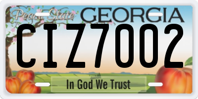 GA license plate CIZ7002