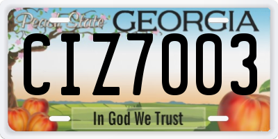 GA license plate CIZ7003
