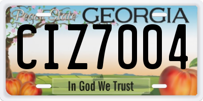 GA license plate CIZ7004