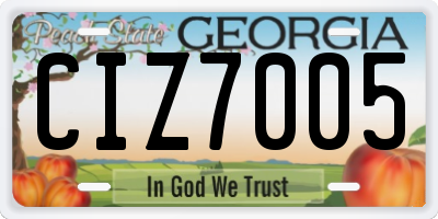 GA license plate CIZ7005
