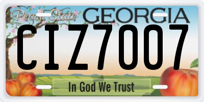 GA license plate CIZ7007