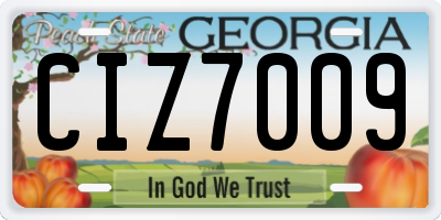 GA license plate CIZ7009