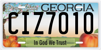 GA license plate CIZ7010