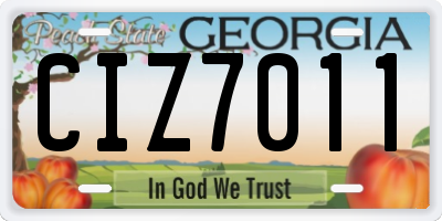 GA license plate CIZ7011