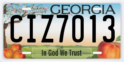 GA license plate CIZ7013