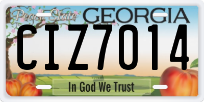 GA license plate CIZ7014