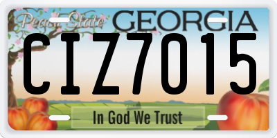 GA license plate CIZ7015