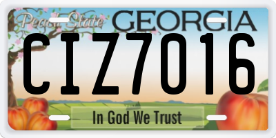 GA license plate CIZ7016