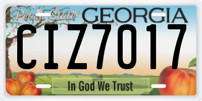 GA license plate CIZ7017