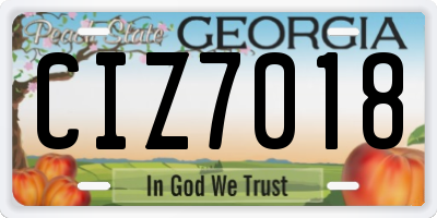GA license plate CIZ7018