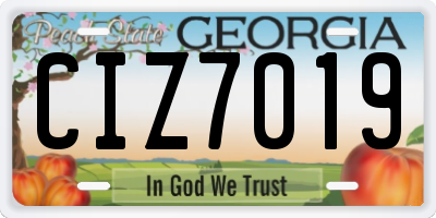 GA license plate CIZ7019