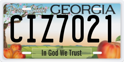 GA license plate CIZ7021