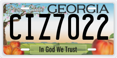GA license plate CIZ7022