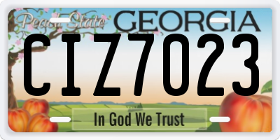 GA license plate CIZ7023