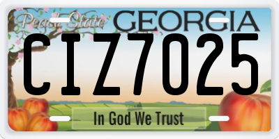 GA license plate CIZ7025